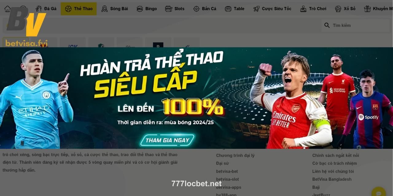 Giao diện tổng quan ứng dụng 777locbet